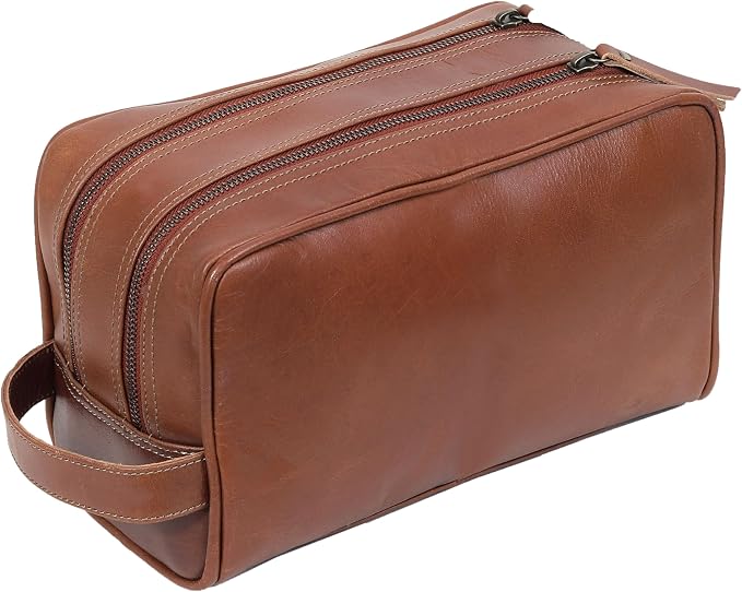 VC VINTAGE COUTURE Leather Toiletry Bag for Men Extra Large Leather Men's Toiletry Bag for Traveling Real Leather Dopp Kit for Men Leather Shaving Bag for Travel by VCVINTAGECOUTURE