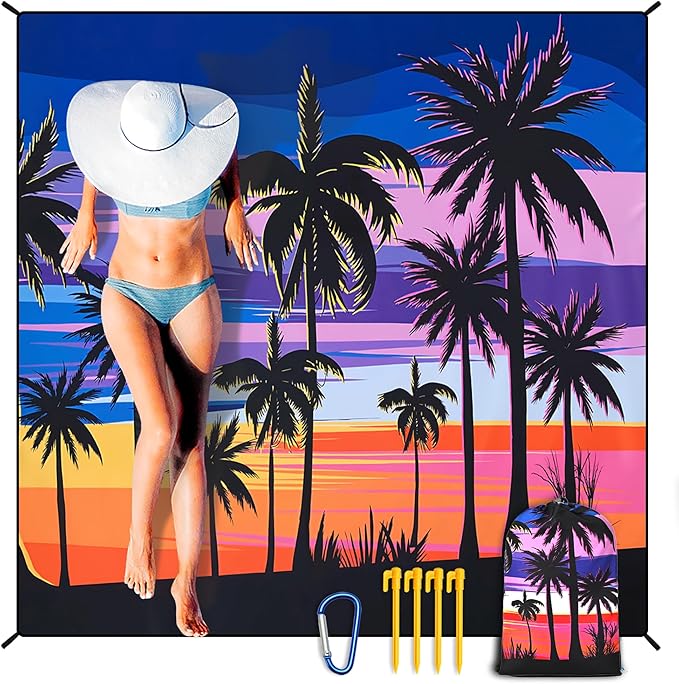 HIHOHO Beach Blanket Waterproof Sandproof Extra Large Beach Mat 79" X 83"/120"x108"for 1-8 Adults Quick Drying Durable Outdoor Picnic Mat for Beach Travel Camping Hiking by HIHOHO