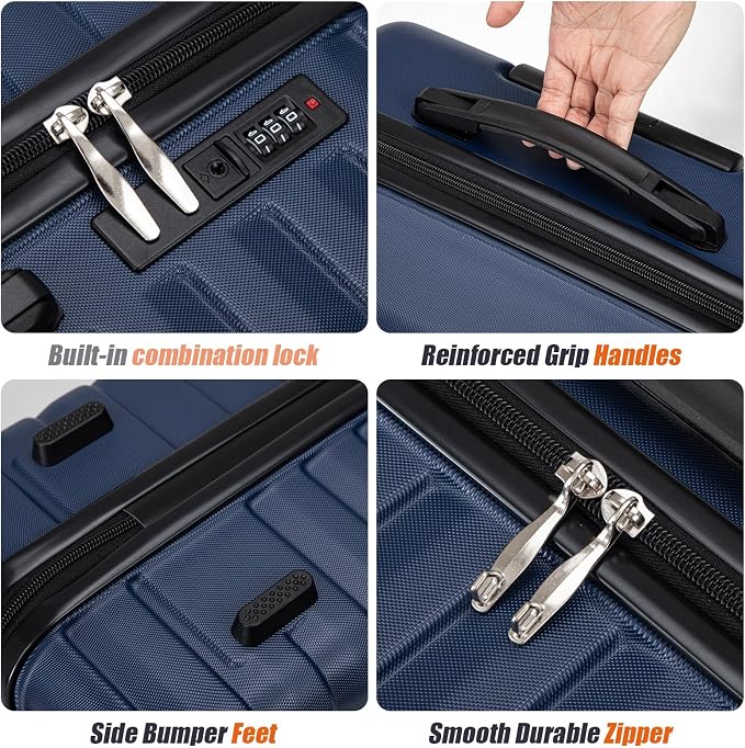 Cosbarn Luggage Sets 5 Piece Suitcases with Wheels, Suitcase Set ABS Hard Case Luggage with Spinner Wheels Durable Travel Luggage - Image 3