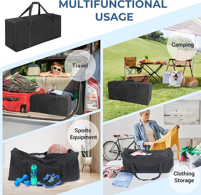 COOLBEBE 32" Sports Duffle Bag - 73L Large Travel Duffel Luggage Bag with Upgrade 2-way Lockable Zippers, Sturdy & Water Resistant, Black - Image 2