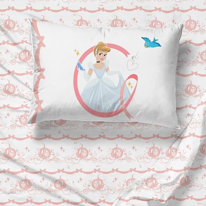 Jay Franco Kids Sheet Set with Fitted, Flat Sheets & Pillow Cover - Ultra-Soft Bedding with Pillowcase for Room Decor, White - Princess Cinderella, 3 Piece Twin - Image 7