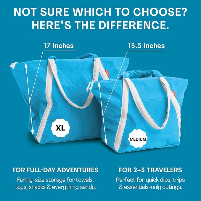 Bodysurf Beach Bag Waterproof Sandproof, Foldable Packable Travel Zip Tote - Image 5