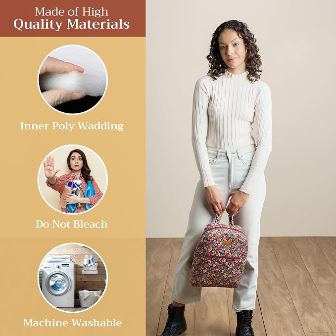 Maison d' Hermine Backpack for Women Men Cotton Shoulder Multipurpose Rucksack with Small Pouch Lightweight Multi Pocket Bag for Travel Work Beach Perfect for Spring Summer (Hoara) - Image 3