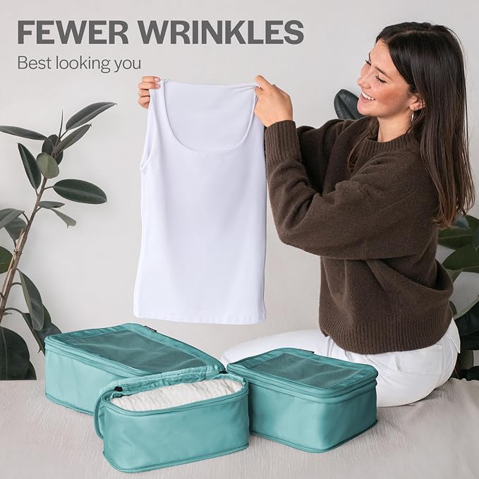Aerotrunk Compression Packing Cubes for Travel - Luggage Organizer Bags - Double Zipper Packing Cubes for Suitcases (2-Pack, Teal) - Image 8