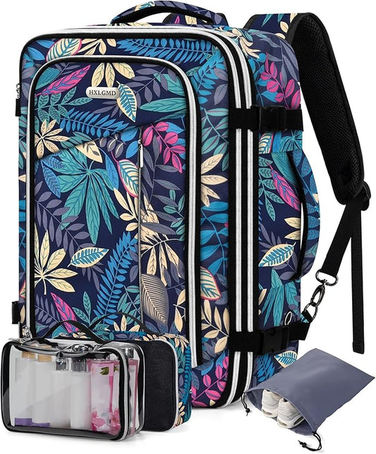 Travel Carry On 17.5" Laptop Expandable Backpack for Men Women, Personal Item Bag Waterproof Airline Approved with USB Charging Hole 3 Packing Cubes, Large Weekender Daypack Business Luggage Suitcase by HXLGMD