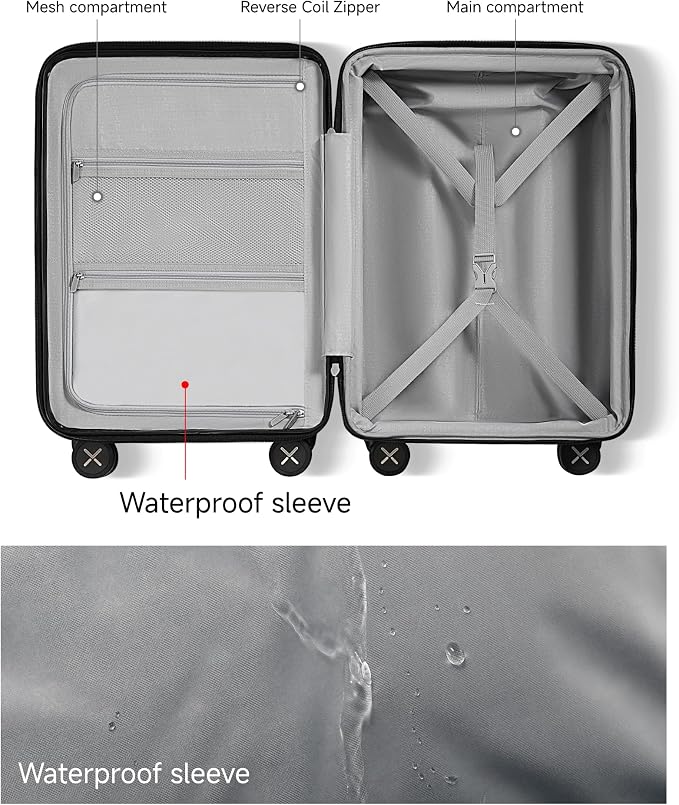 LUGGEX Carry On Luggage Front Opening 22x14x9 Airline Approved, Expandable Polycarbonate Suitcase with Front Pocket (Purple, 20 Inch) - Image 7