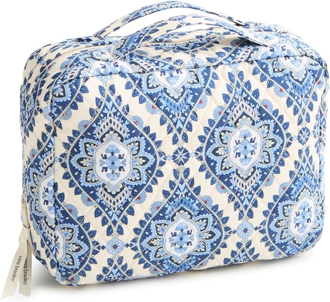 Vera Bradley Women's Premium Cotton Hanging Organizer – Travel Makeup & Toiletries Bag – Cambridge Blues by VeraBradley