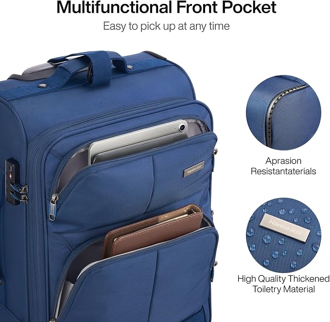 Hanke 28 Inch Softside Expandable Luggage with Spinner Wheels,Check Large Luggage Rolling Suitcase Travel Luggage with TSA Approved,Blue - Image 5