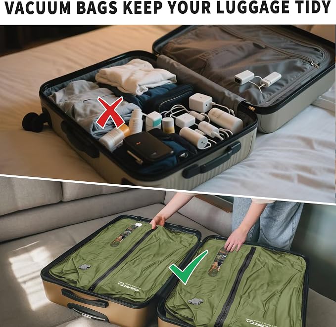 Eulant Travel Vacuum Bags with Pump,Professional IPX8 Waterproof Vacuum Compression Bag for Carry-On Suitcase & Travel Backpack,Space Saver Bags Packing Organizers(3 Pack,Green) - Image 5