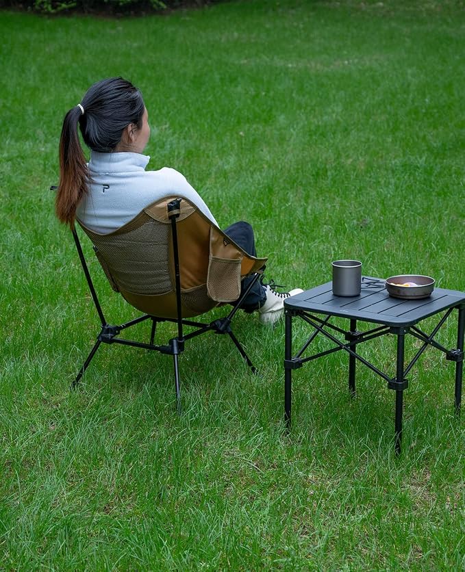 iClimb Ultralight Compact Camping Folding Beach Chair with Anti-Sinking Large Feet and Back Support Webbing (Brown - Square Frame - 2PC) - Image 6