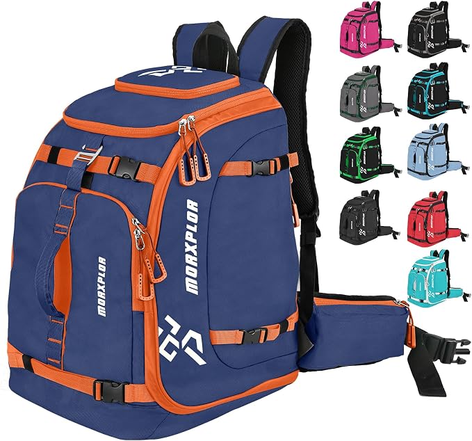 MORXPLOR Ski Boot Bag - 65L Padded, Waterproof Ski Travel Backpack for Gear & Accessories by MORXPLOR