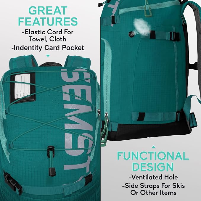 Ski Boot Bag, 55L/70L Waterproof Ski and Snowboard Boots Travel Backpack for Skis, Snowboard, Ski Helmet, Goggles, Gloves & Accessories - Image 4