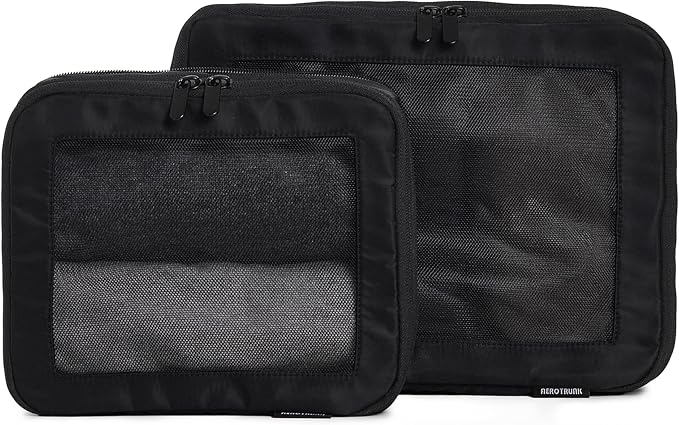 Aerotrunk Compression Packing Cubes for Travel - Luggage Organizer Bags - Double Zipper Packing Cubes for Suitcases (2-Pack, Black) by Aerotrunk