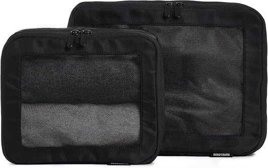 Aerotrunk Compression Packing Cubes for Travel - Luggage Organizer Bags - Double Zipper Packing Cubes for Suitcases (2-Pack, Black) by Aerotrunk