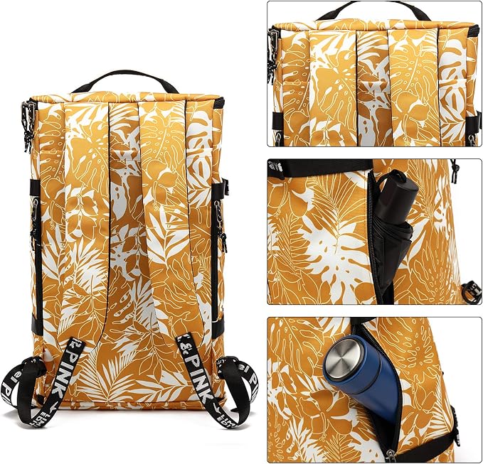 Kalesi Gym Duffle Bag Backpack 4-Way Waterproof with Shoes Compartment for travel Sport Hiking laptop (Mustard yellow) - Image 4