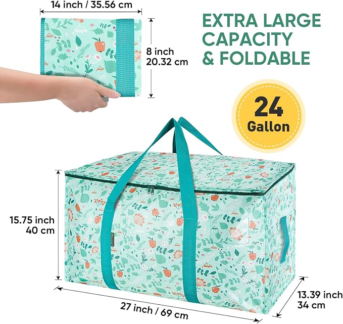 BALEINE 6-Pack Oversized Moving Bags with Reinforced Handles, Heavy-Duty Storage Tote for Clothes, Moving Supplies (Spring Stroll, 6-Pack) - Image 2