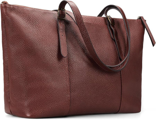 befen Vintage Genuine Leather Work Tote Bag for Women Large Tote Bag with Zipper Leather Purse and Handbags with Compartment by befen-