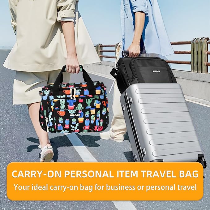 Underseat Carry On Luggage Lightweight Travel Tote Weekender Bag Overnight Duffle Bag for Travel, Travel Essentials Personal Item Travel Bag for Women, Corduroy Cactus-16Inch - Image 6