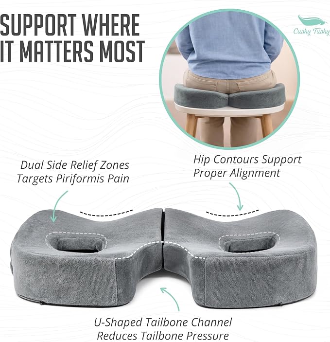 Cushy Tushy Premium Foldable Piriformis Seat Cushion - Piriformis Pain and Sciatic Pain Relief Cushion - for Home & Office Use, Perfect for Travel or Driving - Image 5