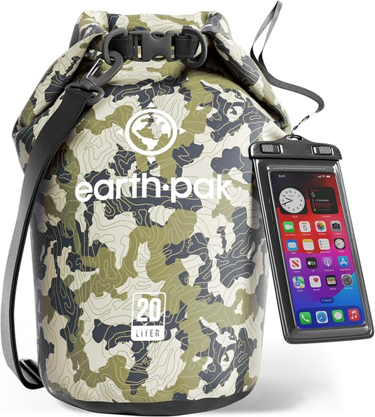 Earth Pak Waterproof Dry Bag - Roll Top Waterproof Backpack Sack Keeps Gear Dry for Kayak with Waterproof Phone Case by earthpak