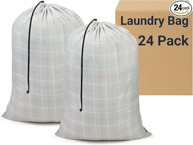 ZPECC Bulk Travel Laundry Bag,Extra Large Heavy Duty Laundry Bags 24 Pack,Washable Dirty Clothes Organizer for Commercial College Dorm Hotel Camping and Home Storage 30x40(Red n Green Checkered) by ZPECC-ABrandThatHasBeenFocusedOnBeddingFor20Years