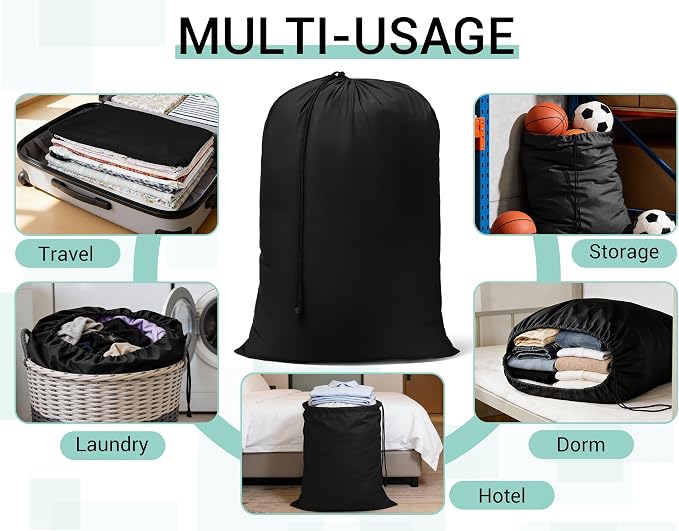 ZPECC Bulk Travel Laundry Bag,Extra Large Heavy Duty Laundry Bags 24 Pack,Washable Dirty Clothes Organizer for Commercial College Dorm Hotel Camping and Home Storage 30x40(Black) - Image 3