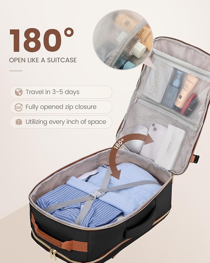 LOVEVOOK 50L Travel Backpack Flight Approved Carry on Backpack,3 Packing Cubes,Waterproof Personal Item Travel Bag,TSA Carry on Luggage Suitcase Travel Essentials,Gifts for Women & Men,fits 18" Laptop - Image 2