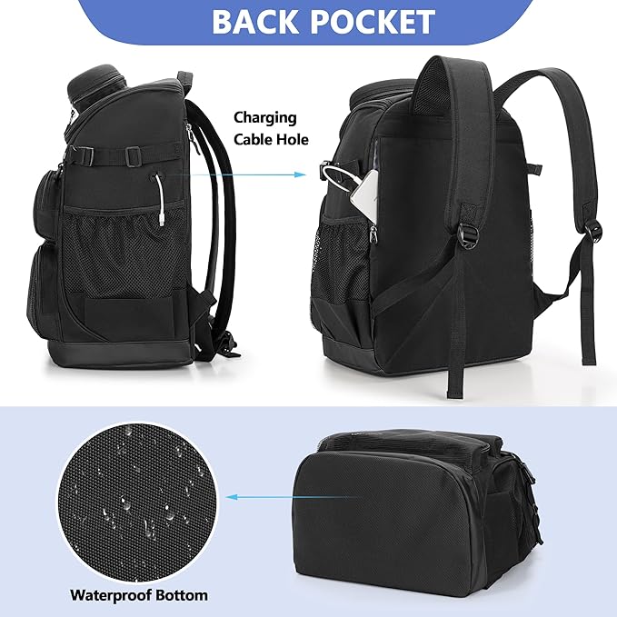 GOBUROS Swim Backpack with Separate Shoe Space, Swim Bags for Swimmers | Swim Gym Gear Bag for Swimming Pool, Beach, Swimming Athlete, Sports Pool Beach Bag for Men and Women, Black - Image 4