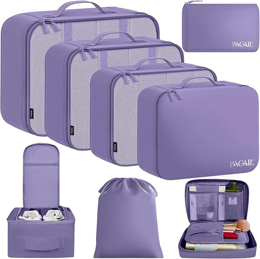 BAGAIL 8 Set Packing Cubes Luggage Packing Organizers for Travel Accessories-Dusty Purple by BAGAIL