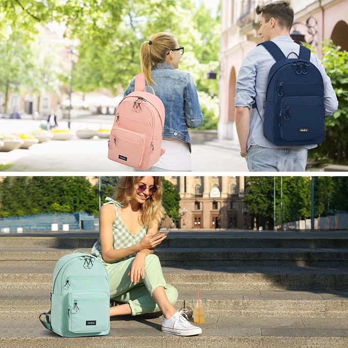 HanTrip Carry On Travel Backpack For Women, 18 Inch Water Resistant Large Backpack Lightweight Bookbag For Men, 8x14x18 Personal Item Bag Casual Daypack Backpacks For Work Office Commuter (Navy Blue) - Image 8