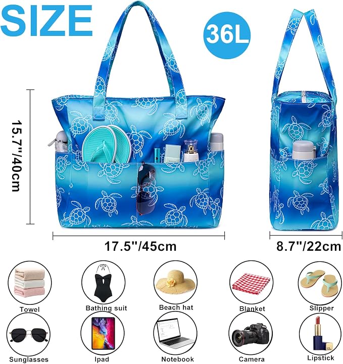 Bluboon Waterproof Beach Tote Pool Bags for Women Ladies Extra Large Carry On Bag With Wet Compartment for Weekender Travel - Image 4