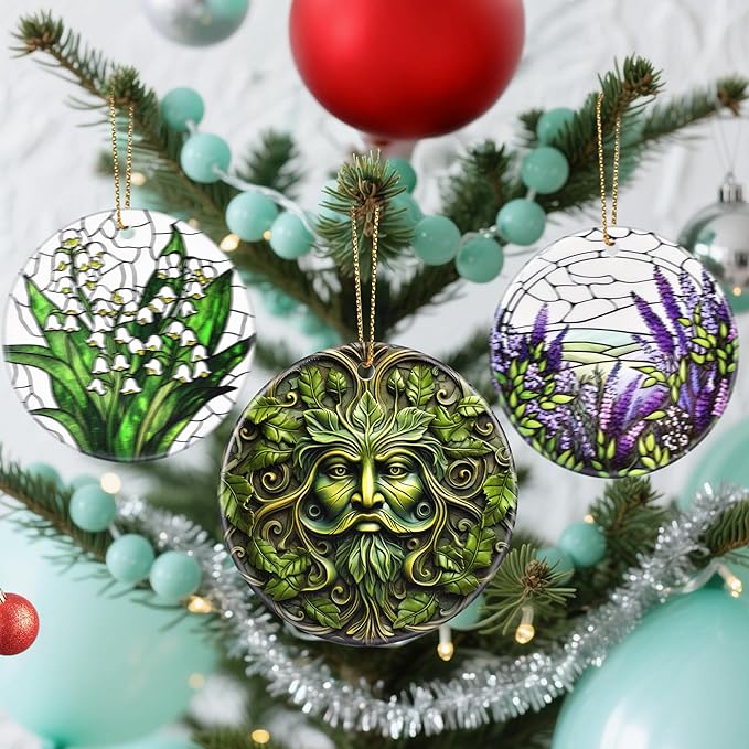 Christmas Ornaments, Dodosky 2.8in Ceramic Plant Ornament, Xmas Decor, Christmas Tree Ornaments, Xmas Decorations for Tree, Holiday Ornament, Gifts for Plant Lovers, Gifts for Men, Gardener