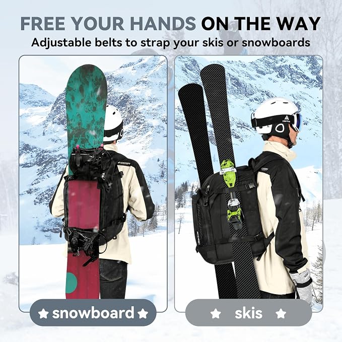 Hikenture Ski Boot Bag Backpack, 50L Padded Ski Bag & Snowboard Boot Bag with Drain Holes, Large Capacity Water-Resistant Ski Travel Bag for Ski Boots, Helmet, Goggles, Clothes, Gloves, Snowboard Gear - Image 7