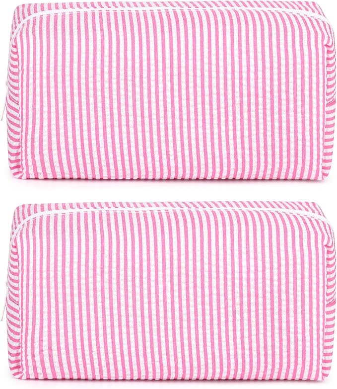 SOIDRAM 2 Pack Makeup Bag for Women, Pink Makeup Pouch Small Cosmetic Bag Travel Toiletry Organizer for Skincare, Brushes & Essentials by SOIDRAM