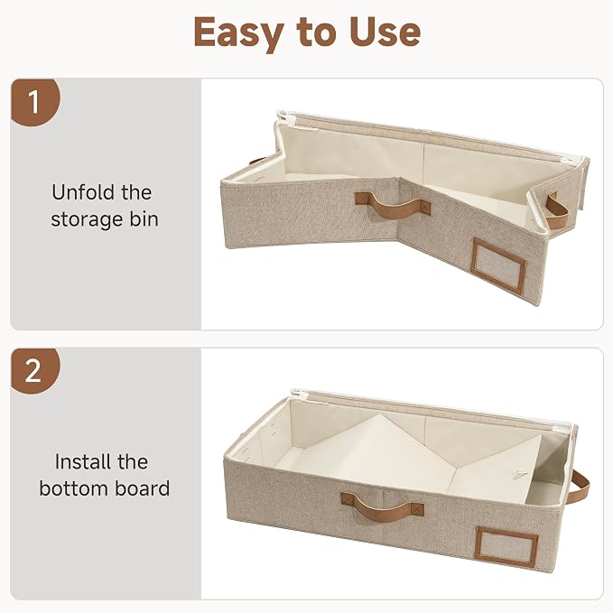 StorageWorks Under Bed Storage Containers with Handles and Label Holder, 2 Pack Ultra-thick Fabric Underbed Bins, Closet Organizer for Clothes, Blankets, Sweater - Image 7