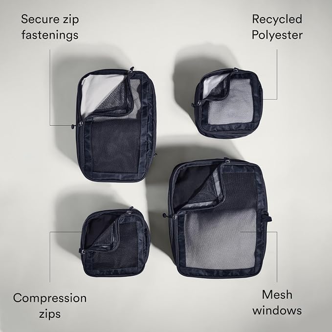 ANTLER - Compression Packing Cubes for Travel, Luggage Organiser for Suitcases or Bags, Travel Accessories, Set of 4, Navy Blue - Image 4