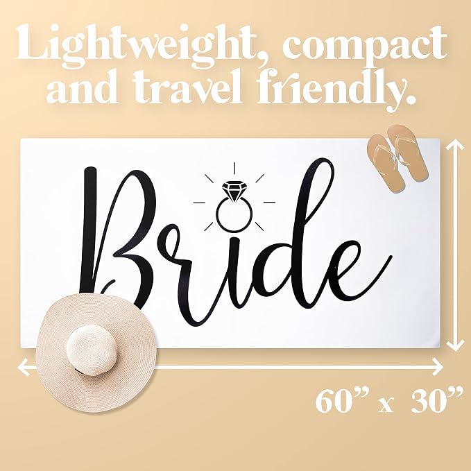 Ethisa Bride Beach Towel for Honeymoon and Bachelorette Party - Classic Design for Beach Bachelorette Party - Mrs Beach Towel for Bride To Be - Just Married Beach Wedding and Engagement Gift - 60"x30" - Image 5