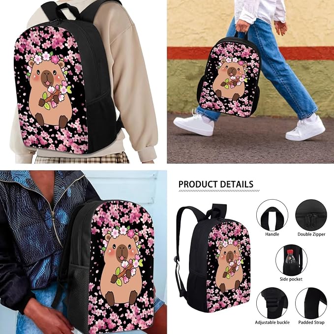 AFPANQZ Kids Backpack 3 Pieces Set Large Capacity School Bags with Heat Insulated Lunch Bags Small Pencil Bags 3 Pack - Image 4