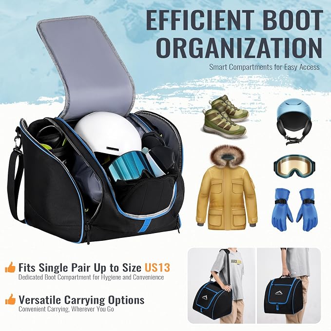 GoHimal Ski Bag & Boot Bag Combo, Padded Ski Carrier | Fits Skis Up to 200CM, Fits Boots Up to US13, Safety Reinforced, Water-Resistant, Ski Travel Bag - Image 4