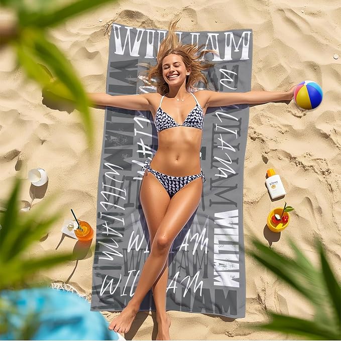 JML Personalized Beach Towel with Name, Custom Beach Towel with Name, Customized Microfiber Pool Towel, Quick Dry & Absorbent Swim Towel for Adult,Anniversary, Birthday, Summer Holiday,Vacation - Image 7