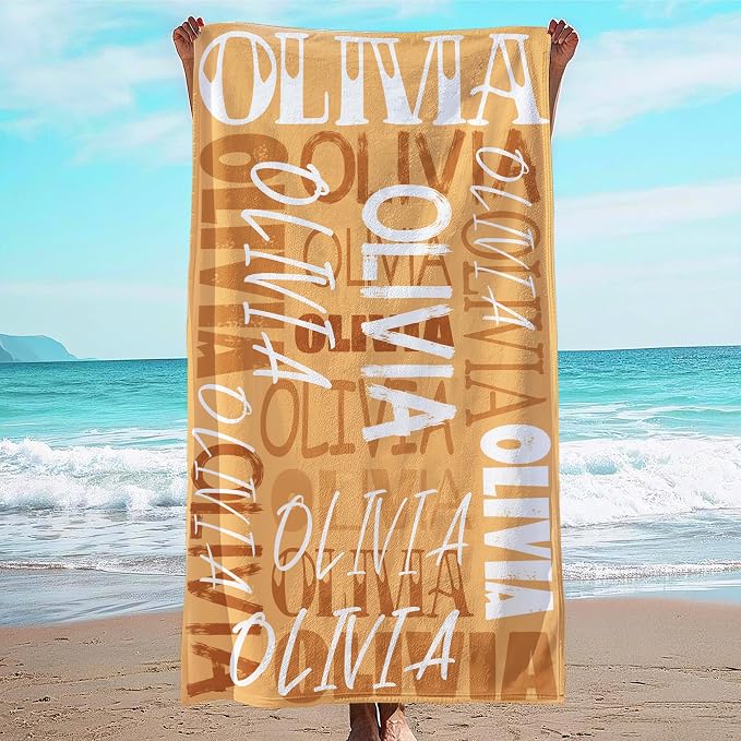 JML Personalized Beach Towel with Name, Custom Beach Towel with Name, Customized Microfiber Pool Towel, Quick Dry & Absorbent Swim Towel for Adult,Anniversary, Birthday, Summer Holiday,Vacation by JML