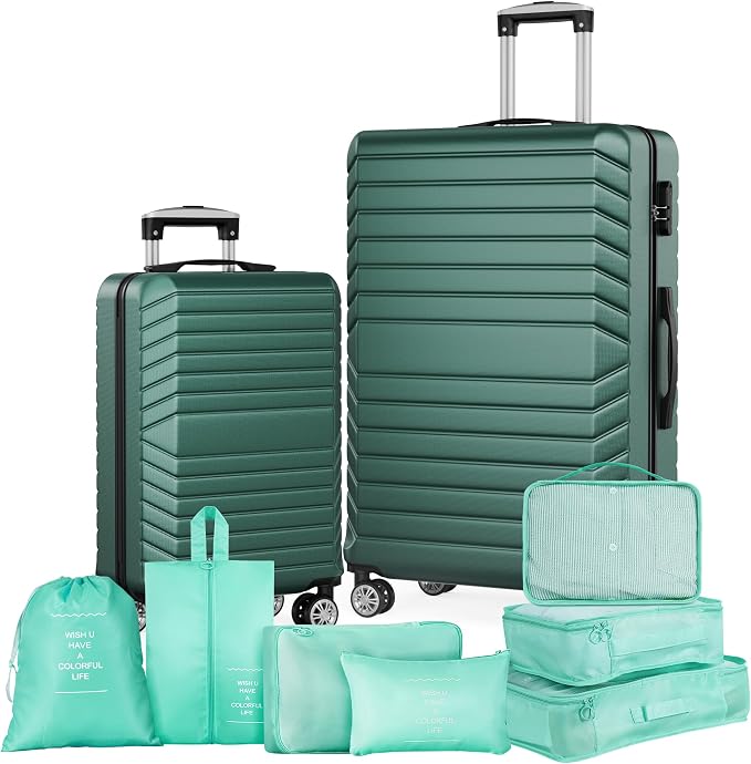 Luggage Sets 2 Piece, 9 Piece Travel Suitcase Set, 20 inch Carry on Luggage, 28 inch Checked Luggage for Women with 7PC Organize Bags by Suitour