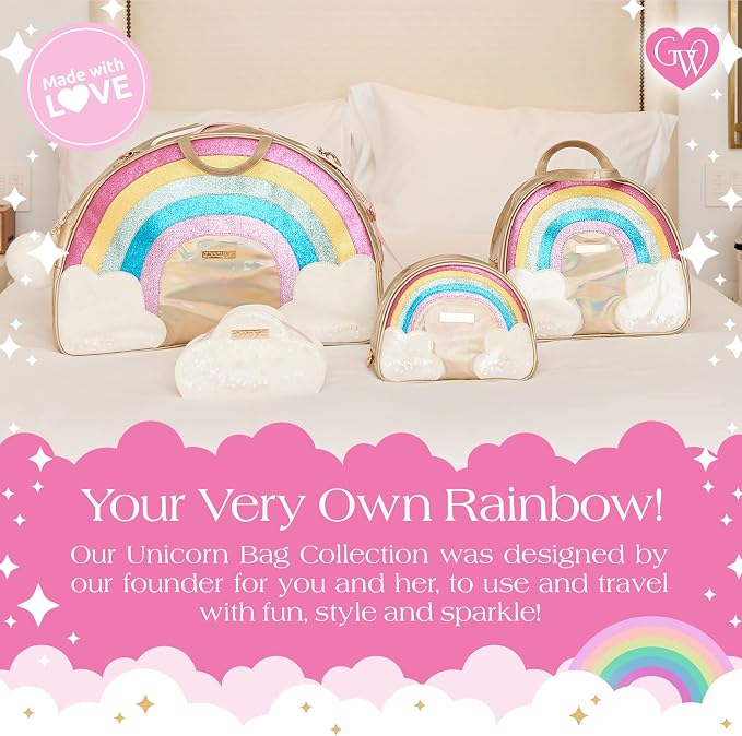 Glimmer Wish Unicorn Rainbow Cosmetic Bag, Secure and Organized Makeup Bag for Travel, Stylish Clutch, Cute Bags for Teens and Girls 9.3 x 4.3 x 6.7 in - Image 6