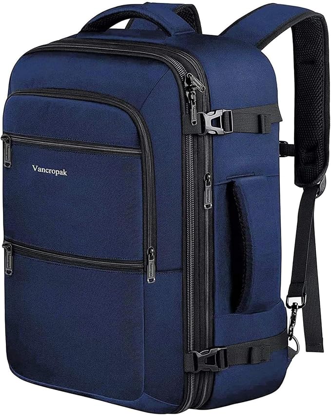 Vancropak 35L Traveling Backpack, Airplane Approved Travel Carry on Bag | Adjustable Strap, Hand Luggage Business Bag for Men, Lightweight Weekender Suitcase, Womens Work Backpack, Water Resistant by Vancropak