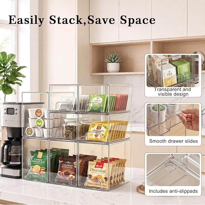 Clear Stackable Storage Drawers: Baby Bottle Storage Organizer, Acrylic Bottles Station Organizer Container for Countertop, Vanity, Bathroom, Cabinet Organization - 8 Pack - Image 5