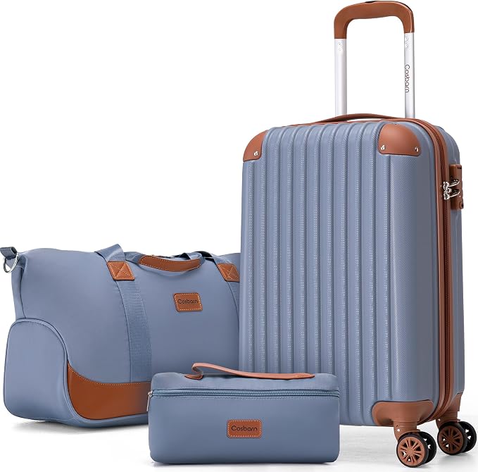 Cosbarn Carry On Luggage Sets 3 Piece, 20 Inch Luggage 22x14x9 Airline Approved with Wheels and TSA Lock, ABS Lightweight Hardshell Travel Suitcase Set with Duffel Bag Travel Bag for Men Women - Image 6