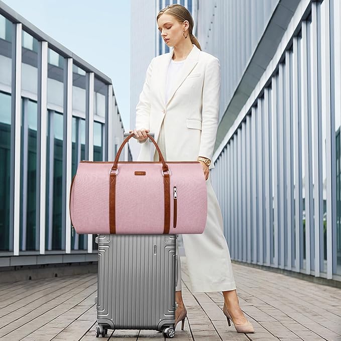 Convertible Garment Duffle Bags for Travel - Carry On Garment Bags With Toiletry Bag, Large Weekender Bags for Women Men 2 in 1 Hanging Suitcase Suit Travel Duffel Bags (Pink) - Image 6