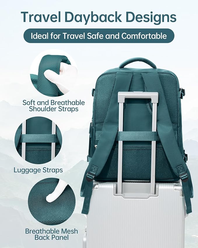 Carry on Travel Backpack for Women Men Large Hiking Laptop College Backpacks Personal Item Bag Waterproof Lightweight Backpack Flight Approved Mochilas de Viaje for Weekender Business,Peacock Blue - Image 5