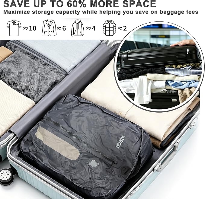 MYDAYS Vacuum Bag for Travel, Professional IPX8 Waterproof Reusable Vacuum Compression Bags for Travel Suitcases, Durable Space Saver Bag(2 PACK,With Pump) - Image 7