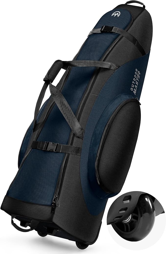 OutdoorMaster Padded Golf Travel Bag with Reinforced Wheels, 900D Heavy Duty Oxford Wear-Resistant and Waterproof Golf Travel Case, Soft-Sided Golf Club Bag, Shoes and Accessories Compartment by OutdoorMaster